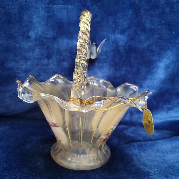 Hand-Blown Art Glass Basket - Picture 4 of 6
